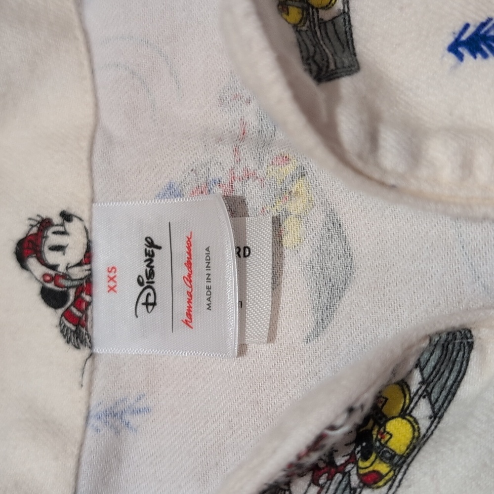 Hanna Anderson Mickey Mouse Holiday Pajama 100% Cotton Flannel Set Size XXS - Picture 6 of 14